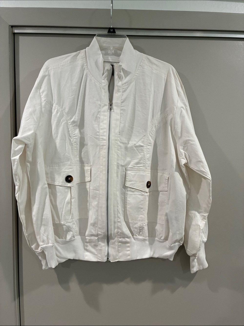 Womens White Jacket with Patch Pockets